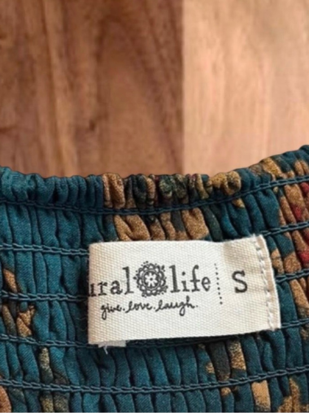 NATURAL LIFE Teal Floral Maxi Skirt with Rose and Mustard Accents - Picture 2 of 2